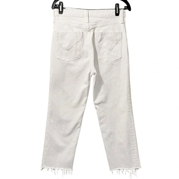 Hudson Remi High-Rise Straight Crop Jean White Raw Hem Size 28 - Picture 4 of 10